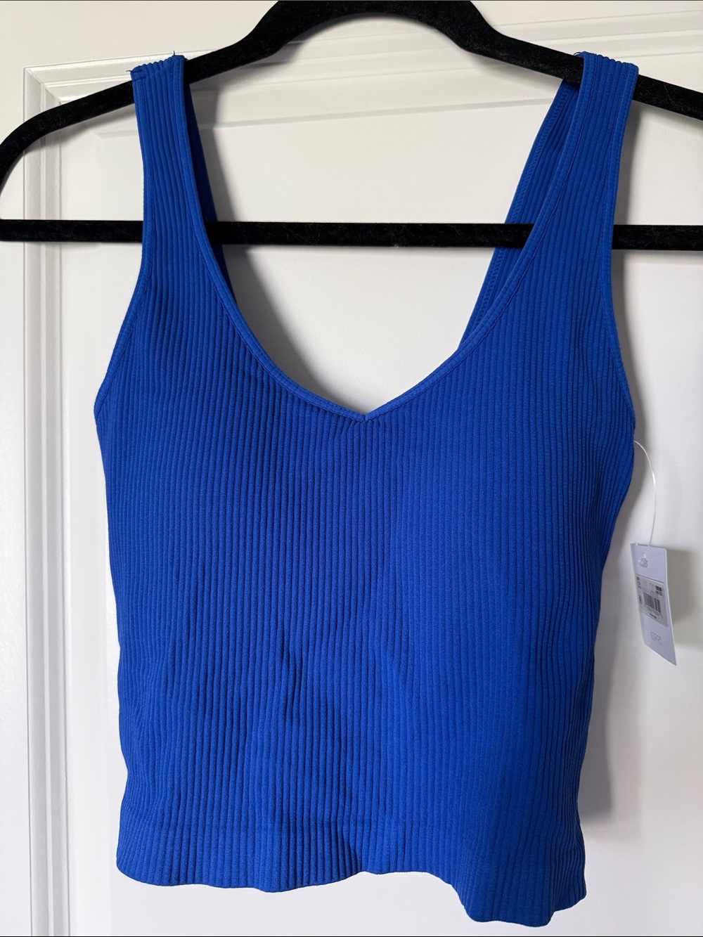 Ribbed V-Neck Bandeau Tank - Royal Blue